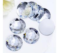 Briskbloom 40MM Large Flatback Rhinestones, 8PCS Crystal Clear Round Acrylic Big Flatback Gems for Craft Cosplay Costume Jewelry Making DIY Diamond Stones