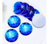 Briskbloom 40MM Large Flatback Rhinestones, 8PCS Sapphire/Dark Blue Round Acrylic Big Flatback Gems for Craft Cosplay Costume Jewelry Making DIY Diamond Stones