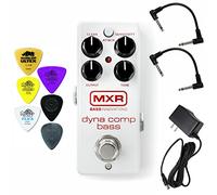 Briskdrop MXR M282 Bass Dyna Comp Mini Bass Pedal Bundle with 2 Patch Cables, Dunlop Pick Pack, and Power Supply