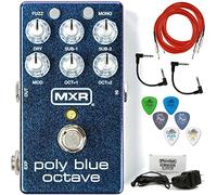Briskdrop MXR M306 Poly Blue Octave Bundle with 2 Patch Cables, 2 Instrument Cables, 6 Dunlop Picks and ECB003 Power Supply