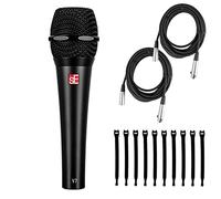 Briskdrop sE Electronics V7 Black Dynamic Supercardioid Handheld Microphone, Black - Bundle with 2 XLR Cables and 10 Cable Ties