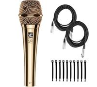 Briskdrop sE Electronics V7 Gold Supercardioid Handheld Vocal Microphone - 25th Anniversary Edition - Bundle with 2 XLR Cables and 10 Cable Ties