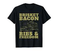 Brisket Bacon Ribs Freedom BBQ Grill Value Graphic T-Shirt, Men, Black, XL