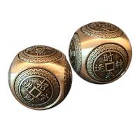 Briskfeel Brass Lucky Ball 6 Sides Rotatable Feng Shui Ornament Wealth Statue Treasure Ball Fengshui Sculpture Chinese Traditional Home Decor (F2 Lucky Ball x 2)