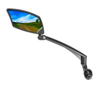 BriskMore Handlebar Bike Mirror, Scratch Resistant Glass Lens, Ajustable And Rotatable Safe Rearview Bicycle Mirror for Left Side BT-016L