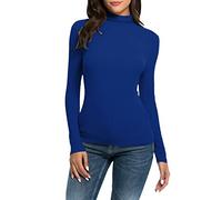 Briskorry Basic Long Sleeve Shirt Women's Skims, Crop Tops Women's Black Long Sleeve Tops Stretch Tight T Shirt Stand-Up Collar Long Sleeve Shirts Elegant Y2K Base Shirt Solid Classic Streetwear