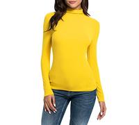 Briskorry Basic Long Sleeve Shirt Women's Skims, Crop Tops Women's Black Long Sleeve Tops Stretch Tight T Shirt Stand-Up Collar Long Sleeve Shirts Elegant Y2K Base Shirt Solid Classic Streetwear