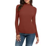 Briskorry Basic Long Sleeve Shirt Women's Skims, Crop Tops Women's Black Long Sleeve Tops Stretch Tight T Shirt Stand-Up Collar Long Sleeve Shirts Elegant Y2K Base Shirt Solid Classic Streetwear