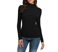 Briskorry Basic Long Sleeve Shirt Women's Skims, Crop Tops Women's Black Long Sleeve Tops Stretch Tight T Shirt Stand-Up Collar Long Sleeve Shirts Elegant Y2K Base Shirt Solid Classic Streetwear