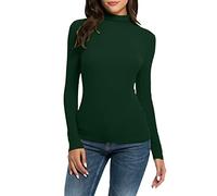 Briskorry Basic Long Sleeve Shirt Women's Skims, Crop Tops Women's Black Long Sleeve Tops Stretch Tight T Shirt Stand-Up Collar Long Sleeve Shirts Elegant Y2K Base Shirt Solid Classic Streetwear