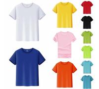 Briskorry Children's T-Shirt, White, Short Sleeve Shirt for Boys and Girls, Tee Shirt, Summer Leisure Tops, Loose, Breathable Tops, Basic Crew Neck, Plain Children's Clothing, Cool Soft, 2024 Unisex