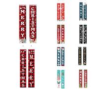 Briskorry Christmas Banner Merry Christmas Banner Red Merry Christmas Banner Plaid Christmas Signs Christmas Decoration Outdoor Hanging for Home Wall Decoration Party Porch (30 x 180 cm)