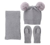 Briskorry Knitted Hat Set Boys Girls Hat and Neckerchief Baby Set Casual Bobble Beanie Knitted Hat + Winter Hat Scarf + Gloves Knitted Hat Baby Hat Beanie