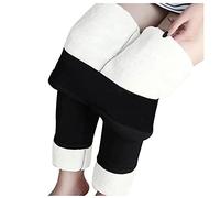 Briskorry Leggings Women's High Waist Opaque Teddy Lining Warm Thermal Trousers Thermo Slim Jogging Bottoms Yoga Pants Stretchy Trousers Slim Training Trousers Running Trousers