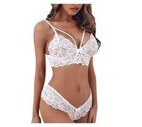 Briskorry Lingerie Women's Sexy Underwear, Sexy Deep V-Neck Sling Bra Lingerie High Waist Panty for Women Lace Sleepwear Lingerie Set Bodysuits Nightdress
