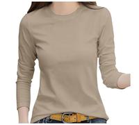 Briskorry Long-Sleeved Women's White Crop Top Long Sleeve Sexy Tops Tight Stretchy T Shirt Long Sleeve Round Neck Top Athletic Skims Clean Girl Clothes Plain Classic Streetwear Casual