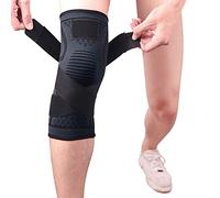 Briskorry Men's Knee Brace with Adjustable Pressure Strap, Knee Protection during Running Compression Knee Brace Knee Brace Support Pain Relief for Knee Pads 1 Piece XL Black