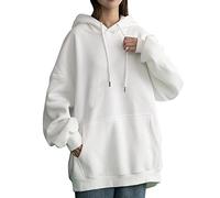 Briskorry Oversized Hoodie, Black, Women's White, Hooded Hoodie, Long Sleeve Hoodie, Casual Loose Jumper, Classic Plain Jacket, Cuddly Training, Loungewear, Autumn, Winter