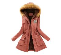 Briskorry Winter Jacket Women's Fur, Women's Down Jacket, Winter Transition Jacket with Hood, Warm Wind Jacket with Zip, Long Sleeve Puffer Coat, Loose Oversized Sweat Jacket, Comfortable Coat Outdoor