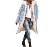 Briskorry Winter Jacket Women's Warm Lined Women's Quilted Jacket Long Down Coat Warm with Hood Winter Parka Long Sleeve Zip Puffer Coat Loose Large Sizes Sweat Jacket Elegant Parka Teenager Girls
