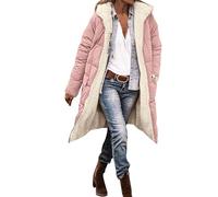 Briskorry Winter Jacket Women's Warm Lined Women's Quilted Jacket Long Down Coat Warm with Hood Winter Parka Long Sleeve Zip Puffer Coat Loose Large Sizes Sweat Jacket Elegant Parka Teenager Girls