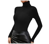Briskorry Women's Long Sleeve Slim Shirt Plain Elegant Knitted Blouse Sexy Tops Pullover Tunic Comfortable Long Sleeve Shirts Tunic Jumper