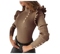 Briskorry Women's Long Sleeve Slim Shirt Plain Elegant Knitted Blouse Sexy Tops Pullover Tunic Comfortable Long Sleeve Shirts Tunic Jumper