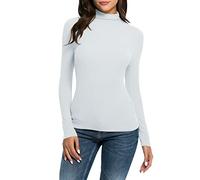 Briskorry Women's Long-Sleeved Shirt Black Crop Top Y2K Top Stretchy Tight T-Shirts Turtleneck Long Sleeve Shirts Elegant Y2K Base Shirt Classic Plain Streetwear Lounge
