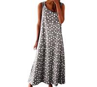 Briskorry Women's Polka Dot Printed Beach Dresses Boho Summer Dress Long Elegant Casual Dress Sleeveless Maxi Dress Loose Maxi Swing Dresses Casual Dress