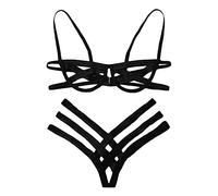 Briskorry Women's Sexy Lace Two-Piece Negligee Hollow Out Suspender Set Deep V-Neck Underwear Sleepwear Seductive Nightdress Lingerie Babydoll