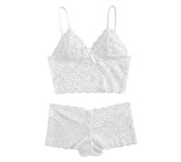 Briskorry Women's Sexy Lingerie 2-Piece Sexy Lace Bra and Shorts Lingerie Plain Temptation Sleepwear Lace Underwear Set Negligee Transparent Sleepwear Women's Underwear