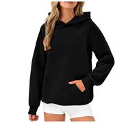 Briskorry Women's White Hoodie, Black, Hoody, Long Sleeves, Hoodie, Loose Casual Sweater, Classic Solid Jacket, Training, Cuddly Outwear, Halloween