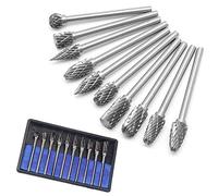 Briskyto 10PCS Rotary Burr Set Tungsten Carbide Carving Tool Steel Solid Twist Drill Bit Grinding Head for Tools DIY Woodworking, Engraving, Drilling, Metal Polishing