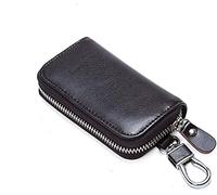 Briskyto Multi-Functional Zipper Key Case Holder with 6 Hooks - Fashionable Leather Car Key Card Wallet for Men and Women