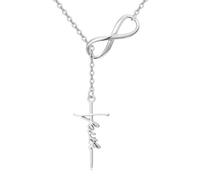 Brisskaari Infinity Cross Y-Necklace for Women, 925 Sterling Silver