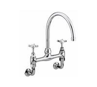 Bristan 1901 Wall Mounted Bridge Kitchen Sink Mixer Tap | Chrome | Brass | 205mm x 360mm