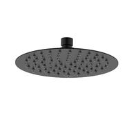 Bristan 200mm Round Fixed Slimline Rainfall Shower Head, Stainless Steel Construction, Easy Clean Nozzles, Black Finish