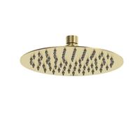 Bristan 200mm Round Fixed Slimline Rainfall Shower Head, Stainless Steel Construction, Easy Clean Nozzles, Brushed Brass Finish