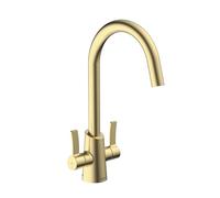 Bristan Acorn Kitchen Tap - Swivel spout, Two Lever EasyFit Brushed Brass Kitchen Sink tap, ACR EFSNK BB