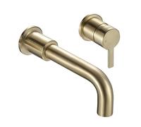 Bristan Altum 2 Tap Hole Wall Mounted Basin Mixer Tap with Water-Saving Feature, Brushed Brass Finish