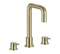 Bristan Altum 3 Tap Hole Basin Mixer Tap with Water-Saving Feature, Deck Mounted Bathroom Tap, Brushed Brass Finish
