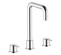Bristan Altum 3 Tap Hole Basin Mixer Tap with Water-Saving Feature, Deck Mounted Bathroom Tap, Chrome Finish