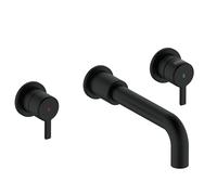 Bristan Altum 3 Tap Hole Wall Mounted Basin Mixer Tap with Water-Saving Feature, Black Finish