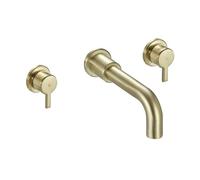 Bristan Altum 3 Tap Hole Wall Mounted Basin Mixer Tap with Water-Saving Feature, Brushed Brass Finish