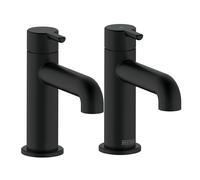 Bristan Altum Basin Taps with Water-Saving Feature, Deck Mounted Bathroom Tap, Black Finish