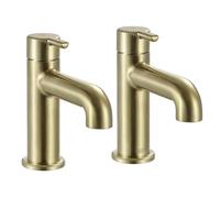 Bristan Altum Basin Taps with Water-Saving Feature, Deck Mounted Bathroom Tap, Brushed Brass Finish