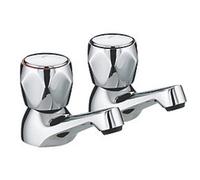 Club Traditional Basin Taps Chrome Pair With Metal Heads