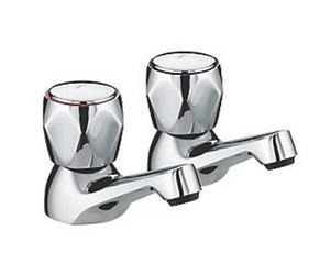 Bristan Bathroom Basin Pillar Tap Chrome Round Head 65mm 1/4 Turn Operation Pair