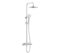 Bristan Buzz Thermostatic Diverter Bar Mixer Shower - exposed safe touch chrome shower mixer with round fixed shower head, hose, and multi spray pattern shower head, BUZ2 SHXDIVCTFF C