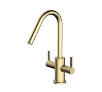 Bristan Cashew Kitchen Tap - Swivel spout, Two Lever EasyFit Brushed Brass Kitchen Sink tap, CSH EFSNK BB